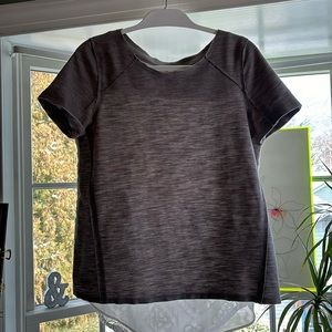 Anthropologie, Meadow Rue gray and white lace short-sleeve top